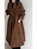 Johnature Fashionable Long Suede Coat Comfortable Large Lapel Jacket Women Autumn Coats
