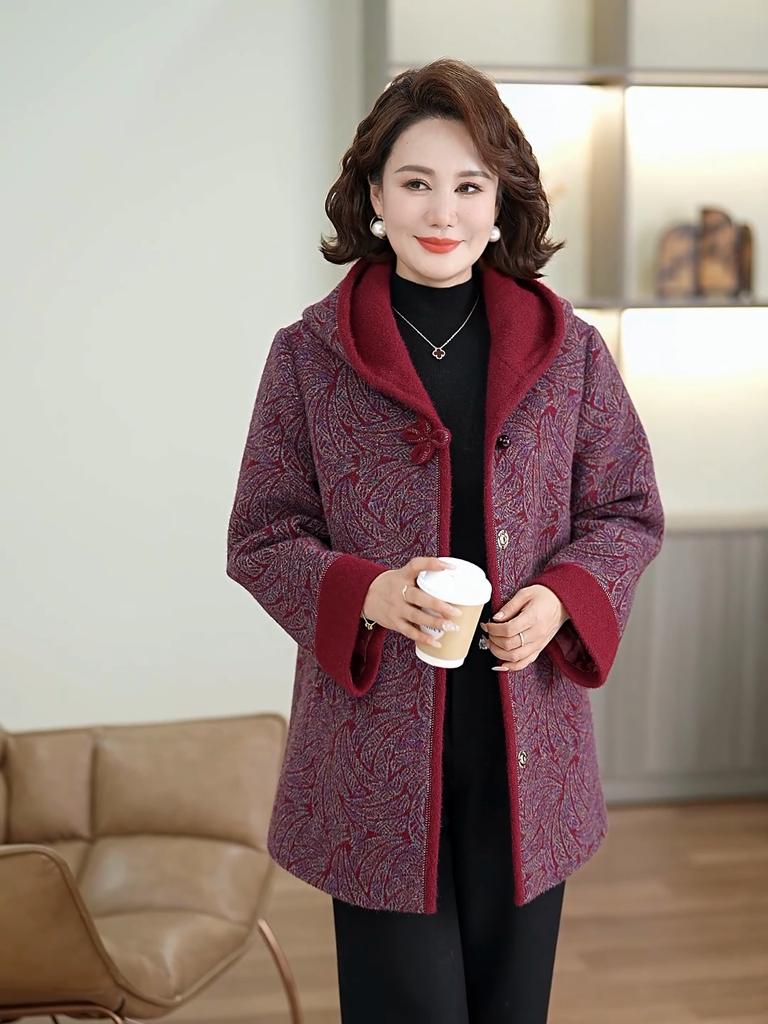 Plus Size XL-6XL Winter Jackets Woman Clothes Thick Warm Outerwears Hooded Elegant Loose Middle Age Women's Coat