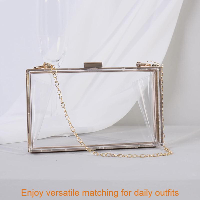 Acrylic Small Square Crossbody Bag With Chain And Phone Pocket For Daily Use