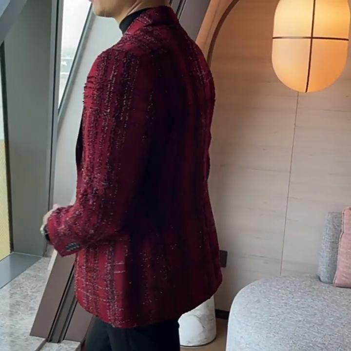 British Style Plaid Suit Jackets Men High Quality Luxury Slim Fit Business Blazers Coat Formal Suit Coat