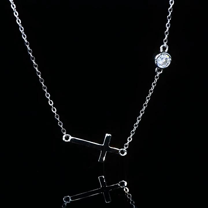 Vinregem 925 Sterling Silver VVS1 3EX D Color 4 MM Round Cut Real Moissanite Diamond Gemstone Cross Pendant Necklace Fine Jewelry GRA