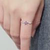 Bamoer 925 Sterling Silver Delicate Purple Zircon Dainty Flower Ring for Women Simple and Fashionable Rings