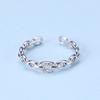 Bamoer Autentico anello ridimensionabile a catena geometrica in argento sterling 925 per gioielli di personalità semplice da donna