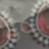 Dangle American Diamond Red Stone Earrings: Copper Alloy Flower Drop