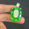 925 Sterling Silver Green Emerald Pendant Cushion Natural 91.2 Ct Gems CERTIFIED My-399-k