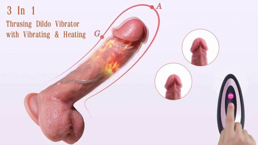 8.27" Waterproof Liquid Silicone Dildo with 10 Vibrations,360° Rotation,Heating,Remote Control,Rechargeable - for G-Spot Stimulation,Couples,and Gifts