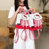 Cute Hello Kitty And Plaid Pattern Girl Canvas Backpack For Daily Use