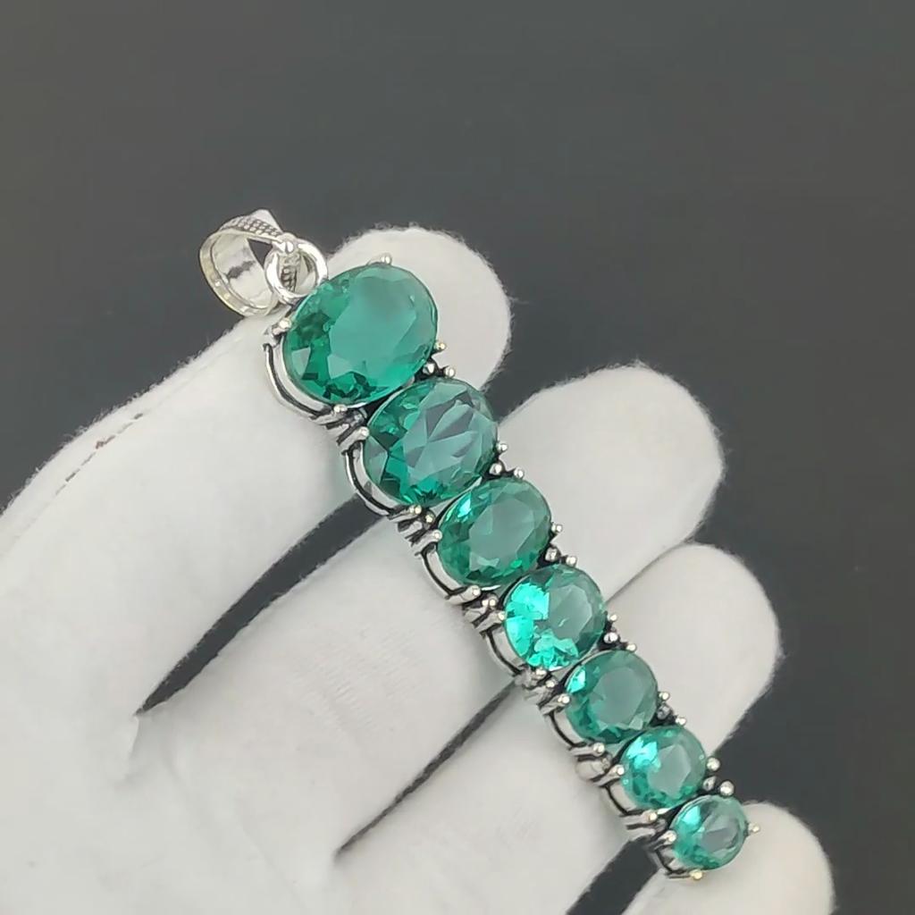 Green Apatite Pendant, 925 Sterling Silver Pendant, Handmade Pendant, Antique Pendant, Green Apatite Gemstone Pendant, Anniversary Gift