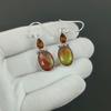 925 Sterling Silver Earrings, Beautiful Ammolite & Honey Topaz Earrings, Party Wear Jewelry, Dangle Drop Earrings For Thanksgiving Gifts