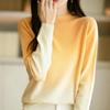 Autumn Winter Round Neck Solid Color Pullover Lantern Long Sleeve Women's Clothing Sweater Knitted Gradient All-match Tops