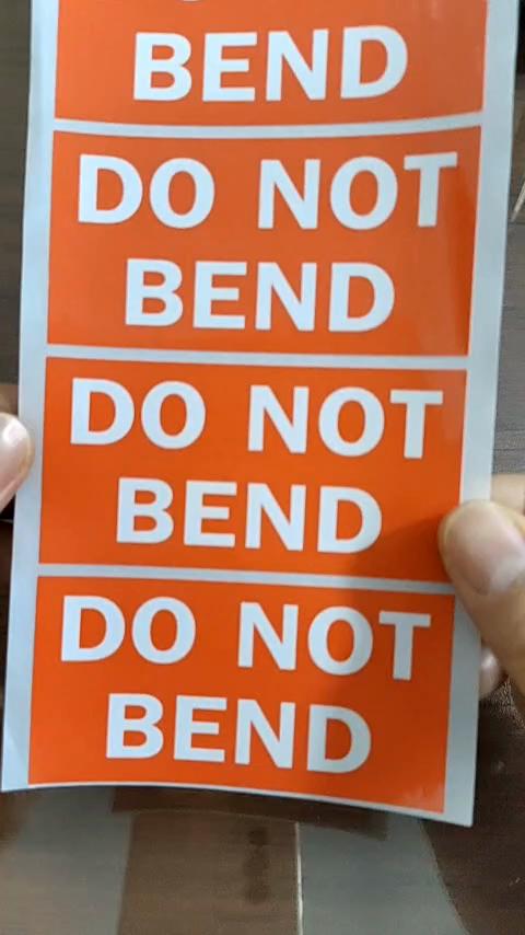 76x38mm DO NOT BEND Shipping Safety Warning Sticker Package Transfer Damage Reminder Paper Label With Gloss Lamination