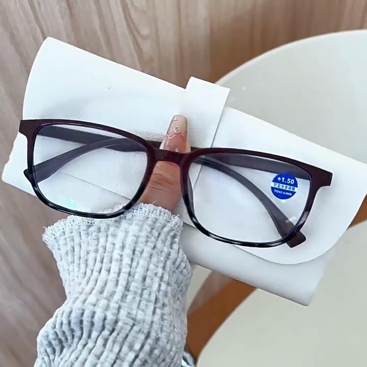 Unisex Vintage Anti-blue Reading Glasses Women Men Trendy Square Frame Plus Diopter Eyeglasses Fashionable Far Sighted Eyewear