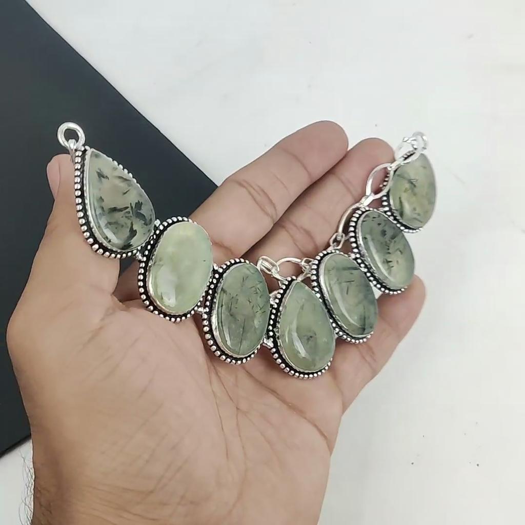 Όμορφο Κολιέ από Ασήμι 925 Sterling με Πρεχνίτη, Ασημένιο Κολιέ με Πρεχνίτη για Γυναίκα, Unisex Κολιέ, Δώρο Ημέρας Χριστουγέννων