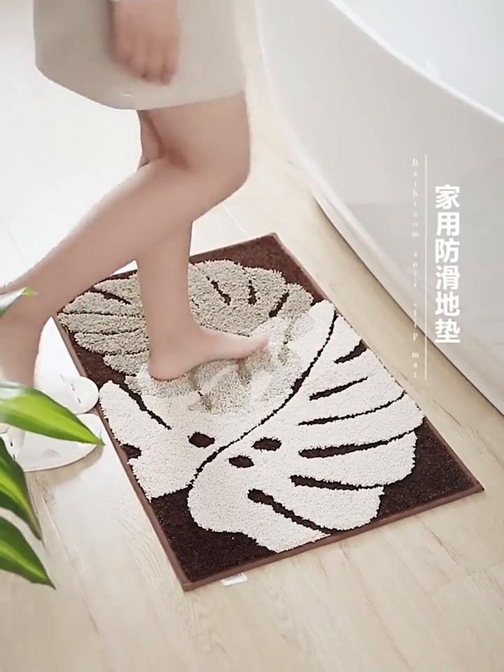 Plant Jacquard Bathroom Cashmere Thickening Mat Bath Non-slip Carpets In Wash Basin Bathtub Side Floor Rug Shower Room Doormat Memory Foam 3D Pad