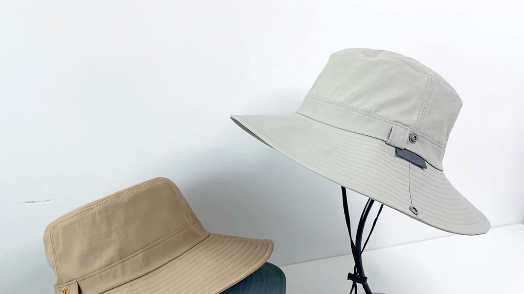 Chapeau seau de protection solaire avec mentonnière coupe-vent, Chapeau de pêche d'extérieur à large bord pour hommes femmes