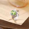 S925 Sterling Silver Leaf Ring For Women European Fashion Natural Peridot Crystal Jewelry High Sense Minimalist Finger Ornament