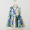 Kid Girl Summer Dress With Cotton Satin Fabric Floral Print For Toddler