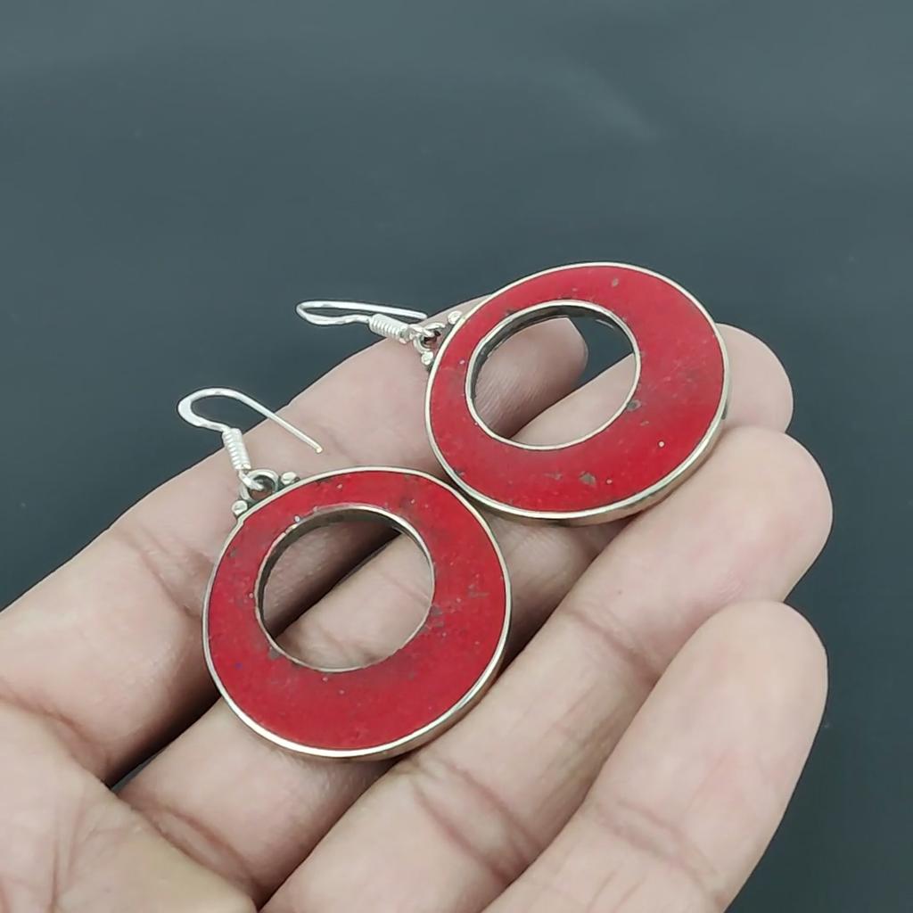 Red Coral 925 Sterling Silver Earrings Tibetan Silver Earrings Handmade Earrings Tibetan Jewelry Tribal Ethnic Nepali Pendant Gifts For Mom