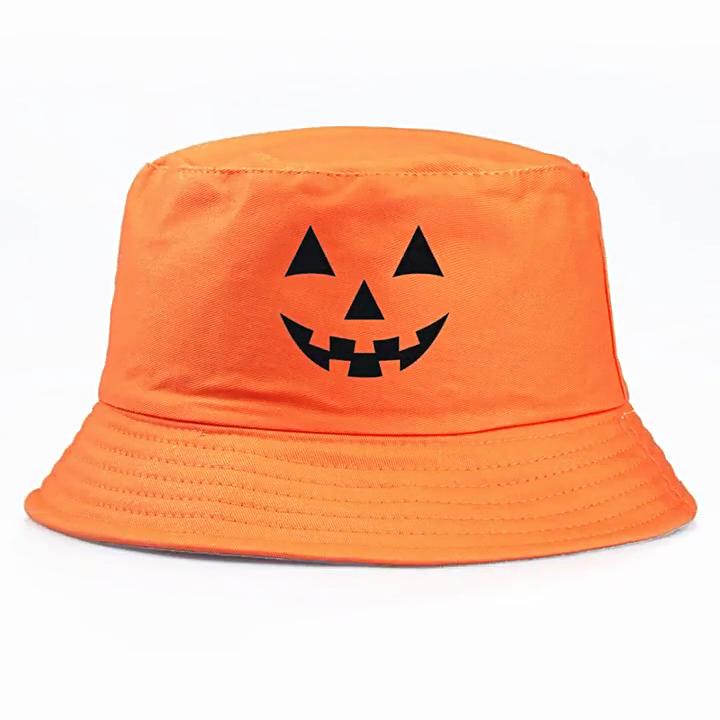Halloween Pumpkin Printed Bucket Hat With Sun Protection For Summer And Autumn Wear
