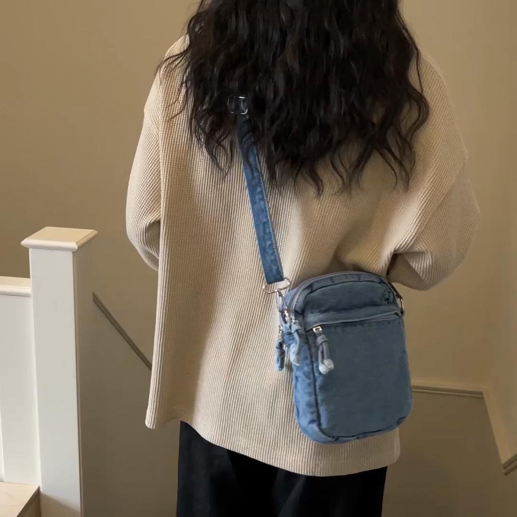 Taška přes rameno Džínová crossbody taška Dámská lehká taška na mobilní telefon