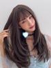 Women's Front Lace Heat Resistant Long Straight Wig with Inward Curls Ladies Elegant Daily Use Natural Looking Wig with See Through Bangs