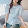 Soft Satin Butterfly Bow Blouse With 3d Pattern For Women Spring 2025