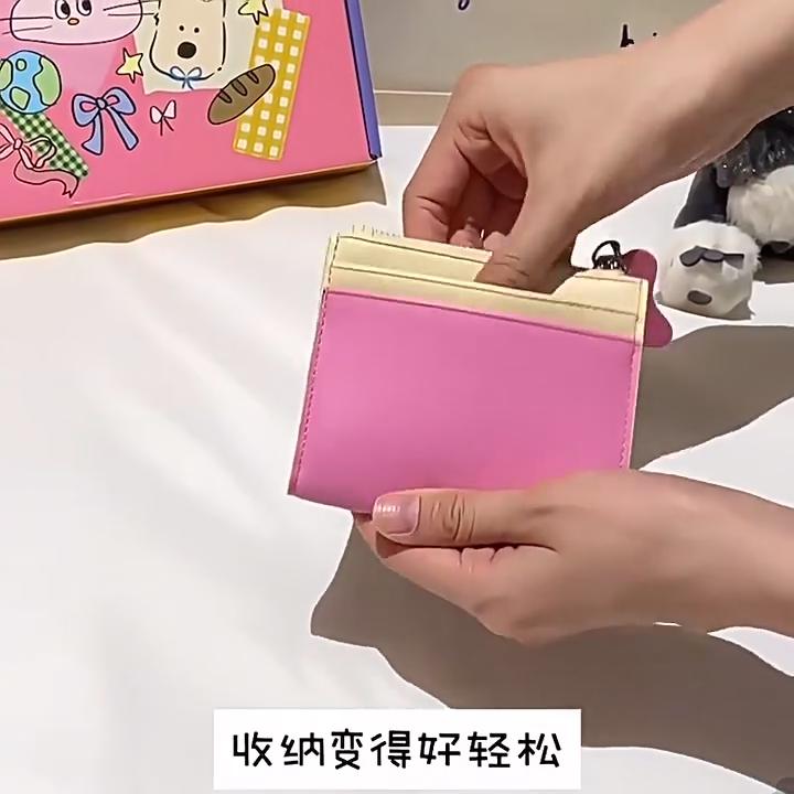 Cute Puppy Women Wallet PU Leather Short Wallet Card Holder Zipper Coin Purse Small Capacity Cute Cartoon Lady Wallet Gift