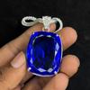 147 Ct Certified Natural Blue Sapphire Cushion 925 Silver Pendant Loose Gemstone MY-PD-126-NS