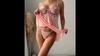 Women’s Pink Embroidered Cami Nightdress and Thong Set, Lightweight Breathable Sexy Summer Sleepwear