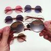 Vintage Punk Round Sunglasses Men Fashion Double Bridge Multicolor Shades Women Retro Trendy Brand Luxury Design Sun Glasses