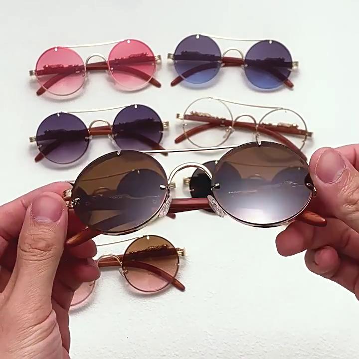 Vintage Punk Round Sunglasses Men Fashion Double Bridge Multicolor Shades Women Retro Trendy Brand Luxury Design Sun Glasses