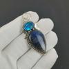 Beautiful Blue Flashy Labradorite, Blue Topaz Gemstone Silver Pendant in 925 Sterling Silver - Handmade Design, Everyday Wear Jewelry Wadding Gift