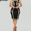 Summer Commute Black White Patchwork Bodycon Dresses For Women 2022 Halter Oversized Midi Vintage Party Tank Sleeveless Dress