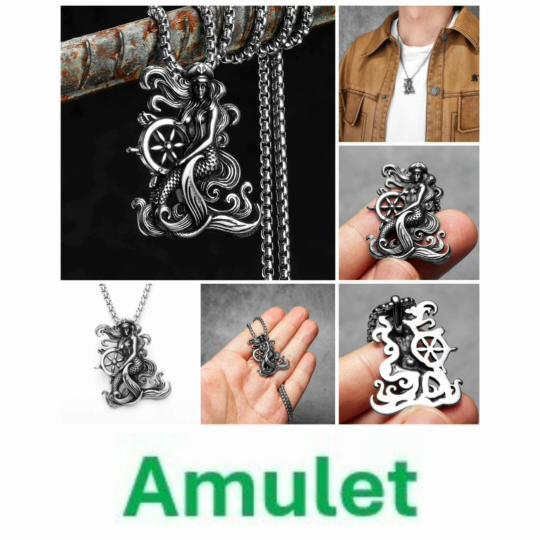 Vintage Retro Captain Mermaid Pendant Necklace Chain Unisex Men Women Fashion Gothic Amulet Talisman Jewelry Party Gift