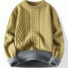 Men's Clothing Autumn Winter Flocking Solid Color Pullover Lantern Long Sleeve O-Neck Sweater Knitted England Style Stylish Tops