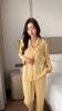 Women's Spring and Autumn Ice Silk Loungewear Ladies Summer Thin Breathable 2 Piece Long Sleeve Pajamas Set Jacquard Houndstooth Homewear