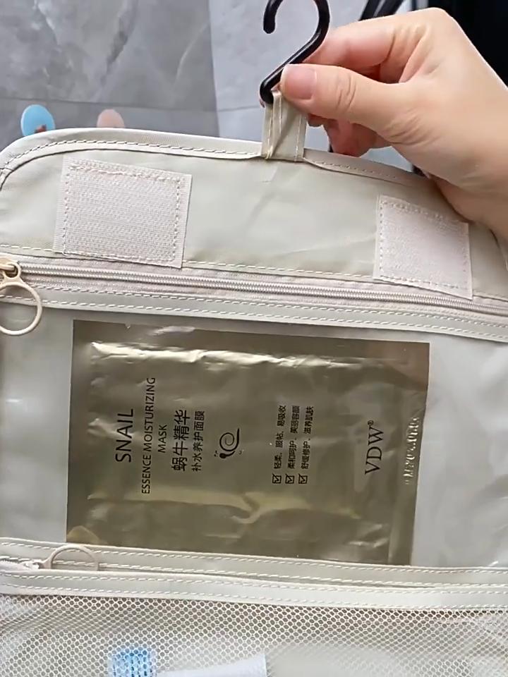 Simple Travel Waterproof Cosmetic Bag, Portable Large Capacity Cosmetic Bag with Hook, Toiletries and Cosmetics Storage Bag