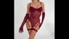 European and American Women’s Sexy Spaghetti Strap Lingerie Set, Erotic Sheer Mesh Underwire Push-Up Bodysuit with Leg Straps and Gloves