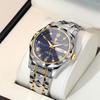 POEDAGAR Business Men's Stainless Steel Dual Calendar Quartz Watch, Casual Waterproof Luminous Men's Watch, Men's Gift