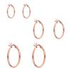 LeCalla S925 Sterling Silver Jewelry Set of 3 Pairs Rose-Gold Plated Click-Top Hoop Earrings for Girl Teen Women (12mm, 15mm, 20mm)