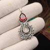 Natural Pink Rubellite Gemstone 925 Sterling Silver Women Jewelry Designer Long Pendant 1.8" Gift For Wife/Mom CP-45-10