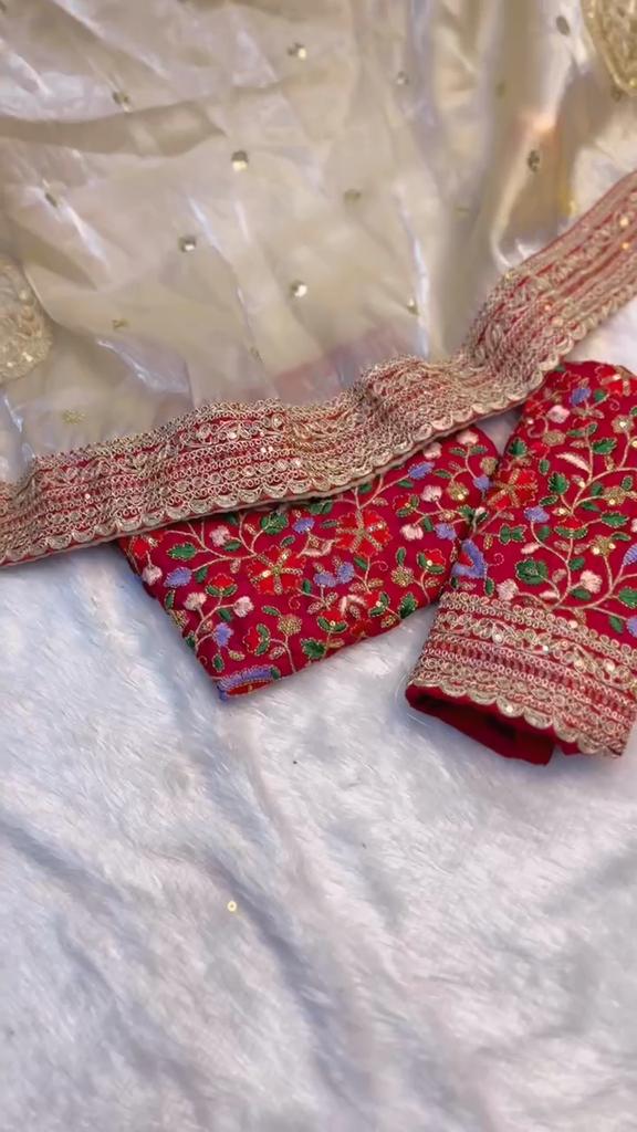 Premium stoff 3mm broderi arbeid blonderkant med 5 mm paljett butti med jati Dori arbeid saree