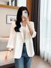 Blazer casual da donna taglie forti a maniche 3/4 – Giacca da completo leggera a un bottone (Taglia L-6XL)