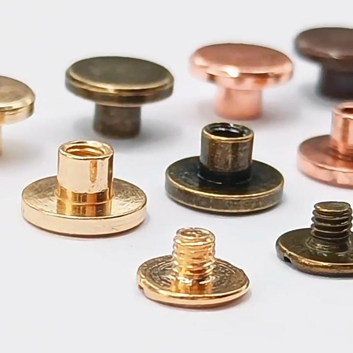 20 st/set Mässing Gängad Platt Mutter Nitar Skruvar Läderhantverk Reparationsmaterial