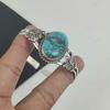 Natural Tibtan Turquoise Gemstone Handmade 925 Sterling Silver Cuff Bangle, Tibtan Turquoise Bangle,For Wife, Unisex Bangle, Gifts For Anniversary