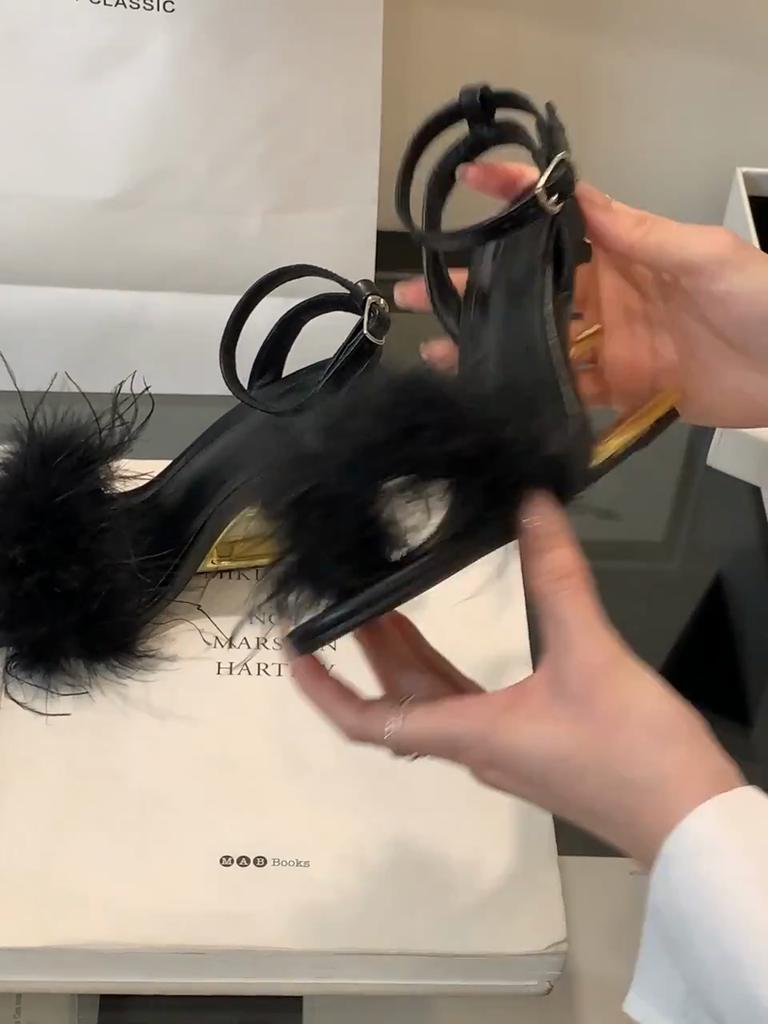 Eilyken Summer Designer Fretwork High Heels Fuax Fur Women's Sandals Fashion Open Toe Buckle Strap Party Dress Shoes