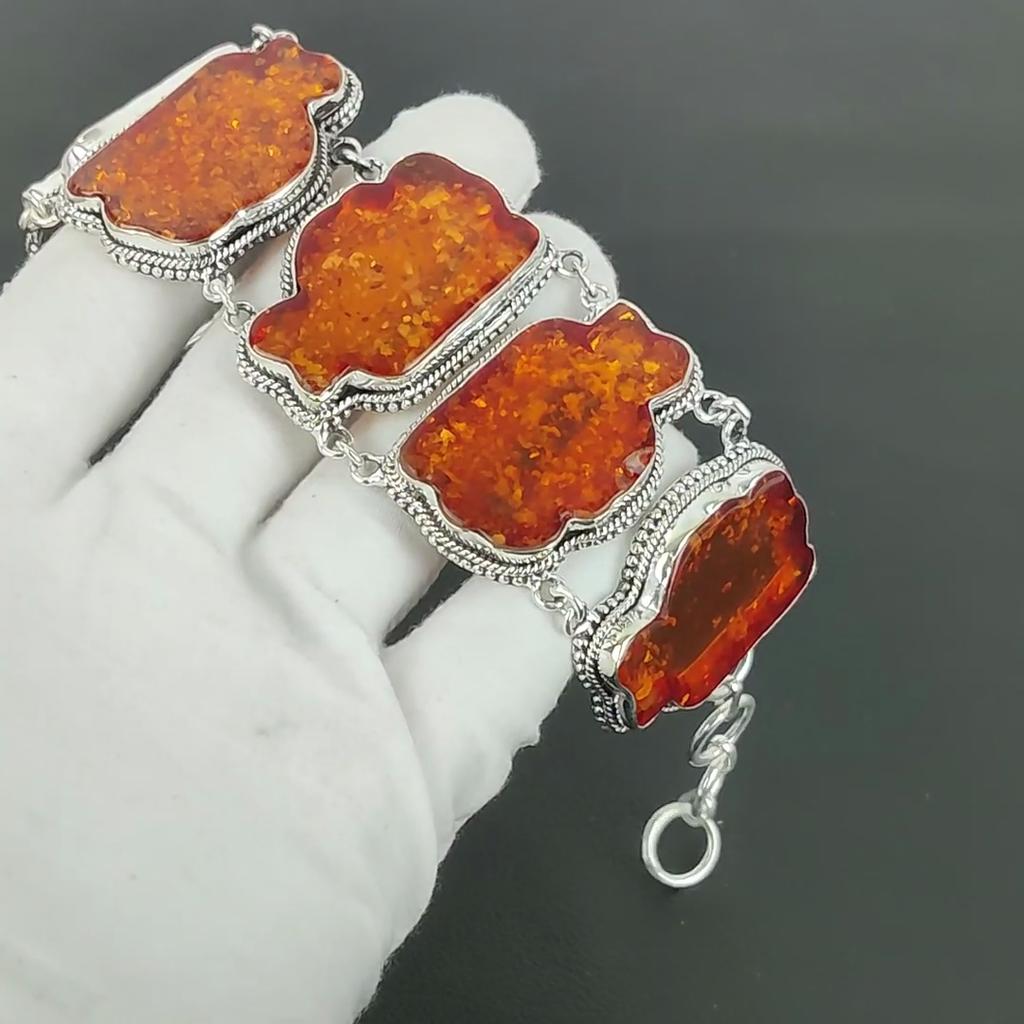 Baltic Amber Bracelet 925 Sterling Silver Bracelet Handmade Bracelet Silver Jewelry Baltic Amber Gemstone Bracelet Any Occasion Gift For Her