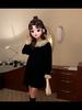 French Ruffled Collar Velvet Dress Women's Autumn and Winter Temperament High-waisted A-line Skirt Hepburn Style Waist Thin Long Dress