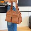 Women's Vintage Tote Bag Mother Bag Solid Color Shoulder Bag