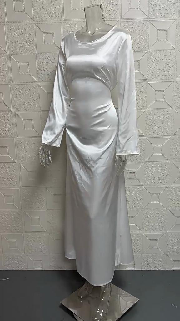 Qooth Women Elegant Solid Flare Sleeve Slim Mermaid Dress  Spring New French Vintage Wedding Party Dress QT2355